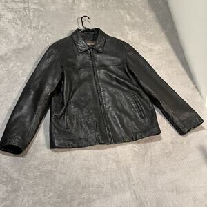 Gordon and Ferguson Leather Jacket Mens XL Black Genuine Leather Full Zip Coat